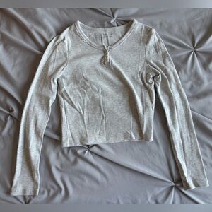 Primark Kids Gray Ribbed Long Sleeve Top Size 11-12 years